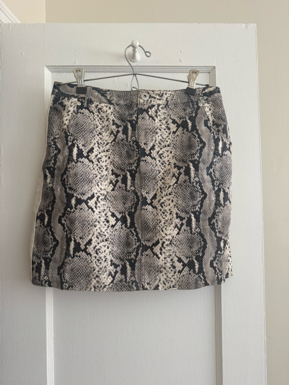 BB Dakota Snake-Print Mini Skirt in Black and Cream